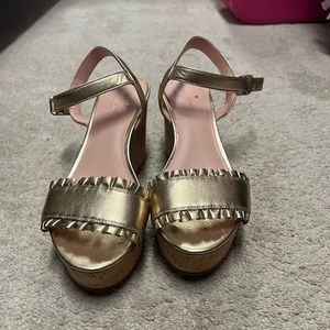 Kate Spade Cork & Gold Wedges, Size 9.5